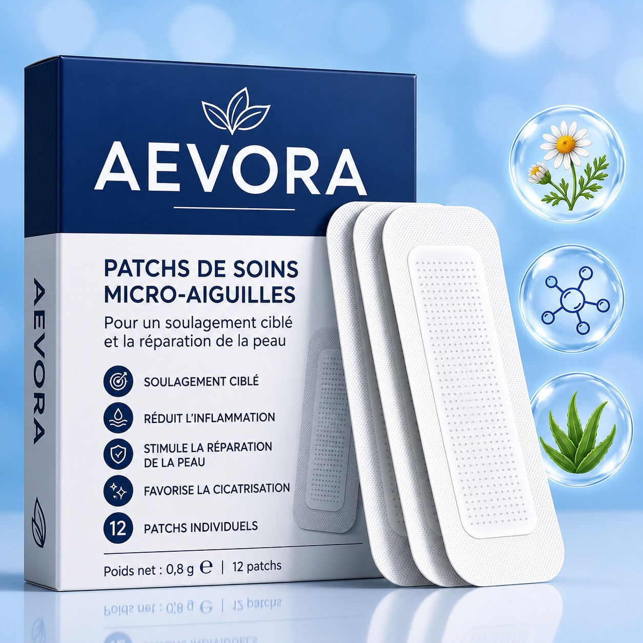 Patch veineux Aevora micro-aiguilles pour varices et jambes lourdes