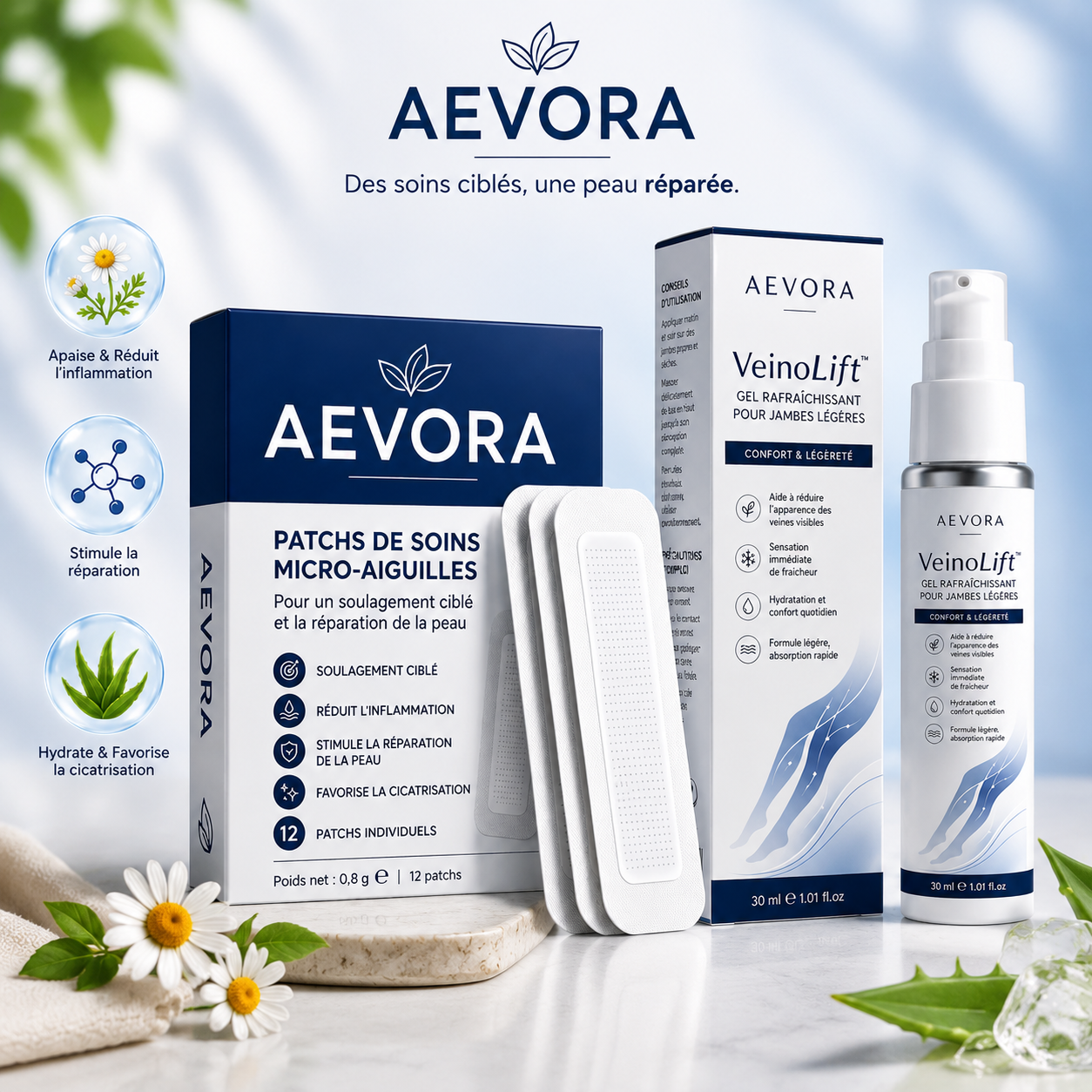 Système AEVORA VeinoLift ( 1 patchs+ 1 gel)